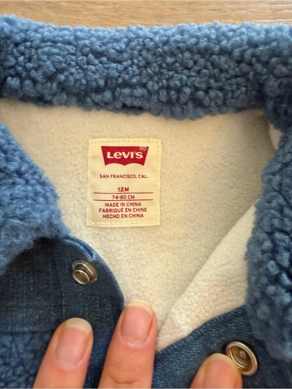 Levi's Blue Sherpa One-Piece Footie
